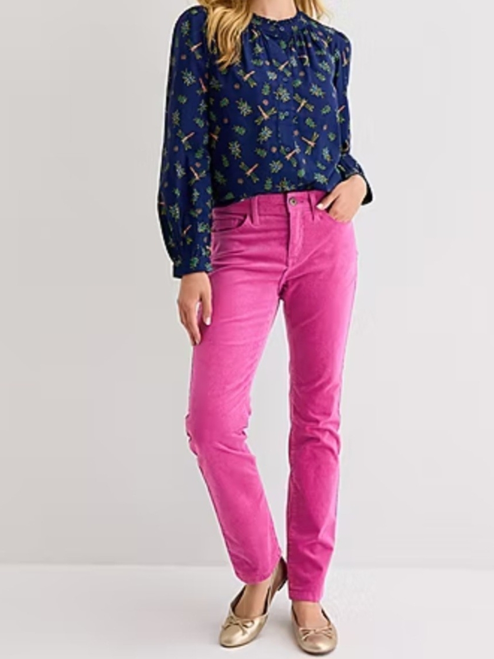 St. John's Bay Womens Mid Rise Straight Leg Corduroy Jeans Pant Birch Pink Sz 12